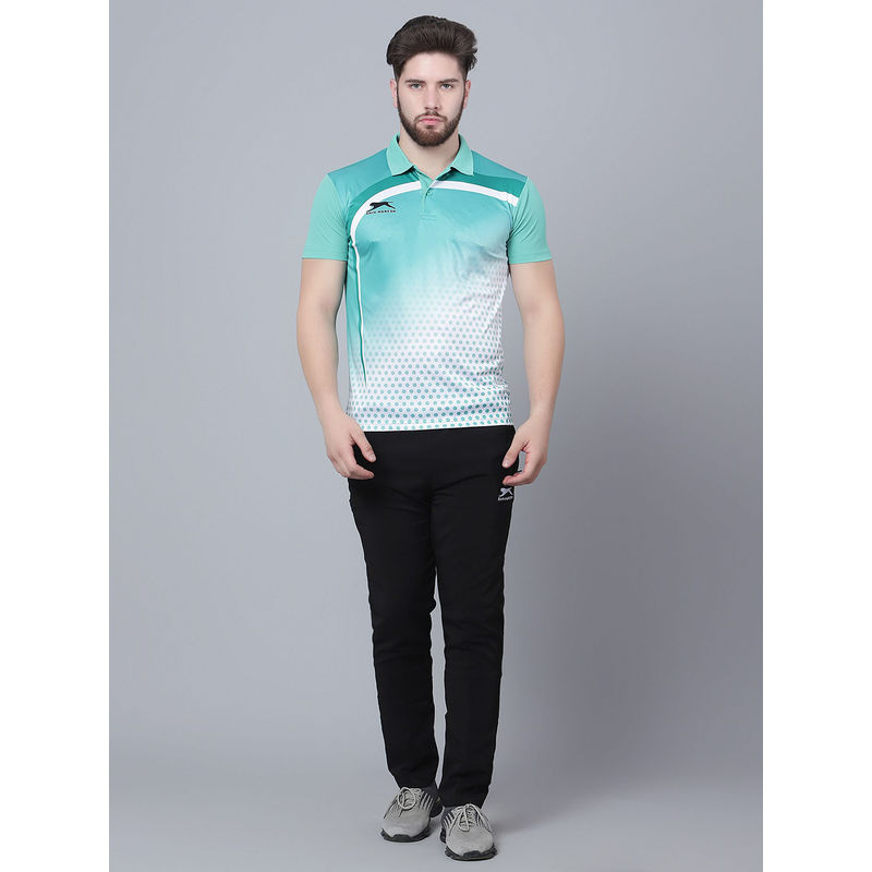 Shiv Naresh Green Printed Fitted Fit Polo T-Shirt (44)