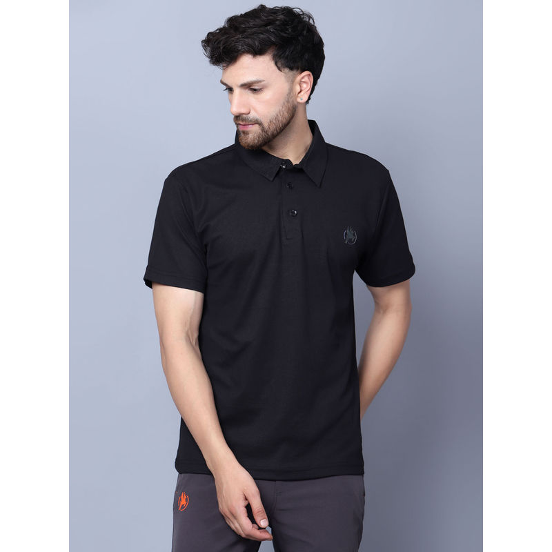 Shiv Naresh Black Colorblock Fitted Fit Polo T-Shirt (36)