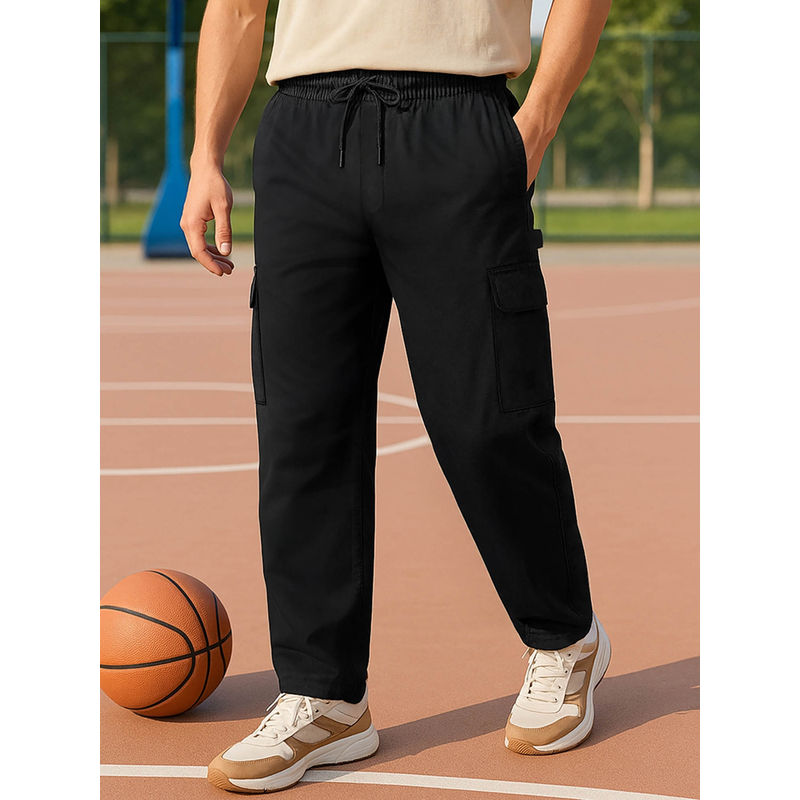 Bewakoof Men's Black Oversized Cargo Carpenter Pants (36)
