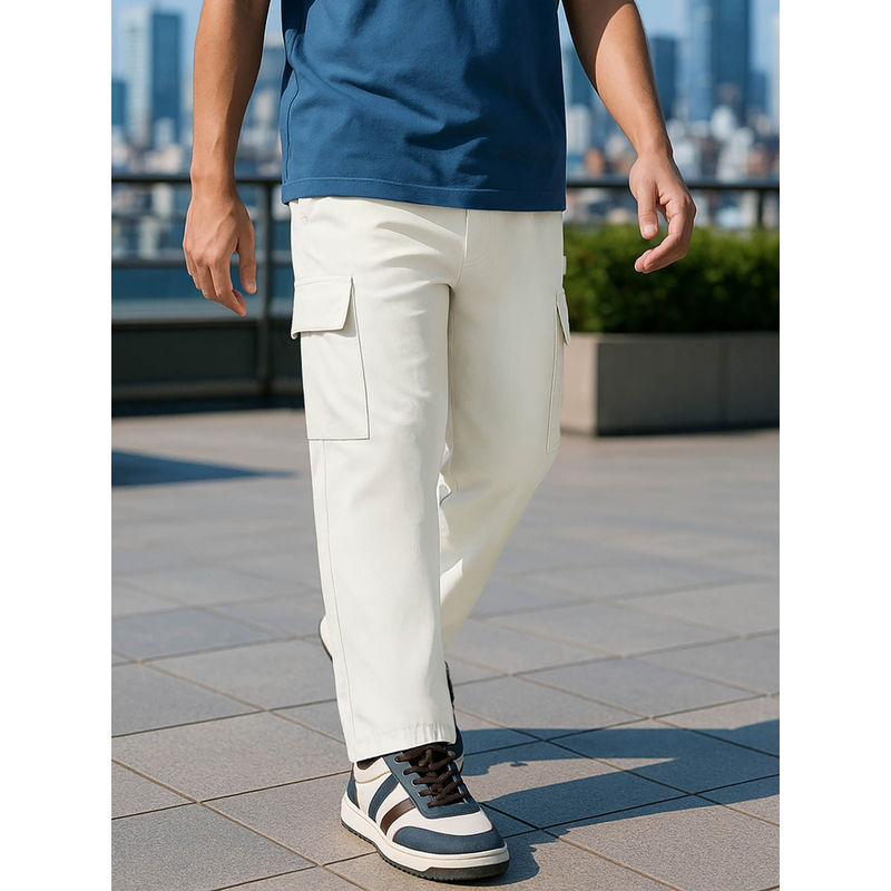 Bewakoof Men's Gardenia Oversized Cargo Carpenter Pants (36)