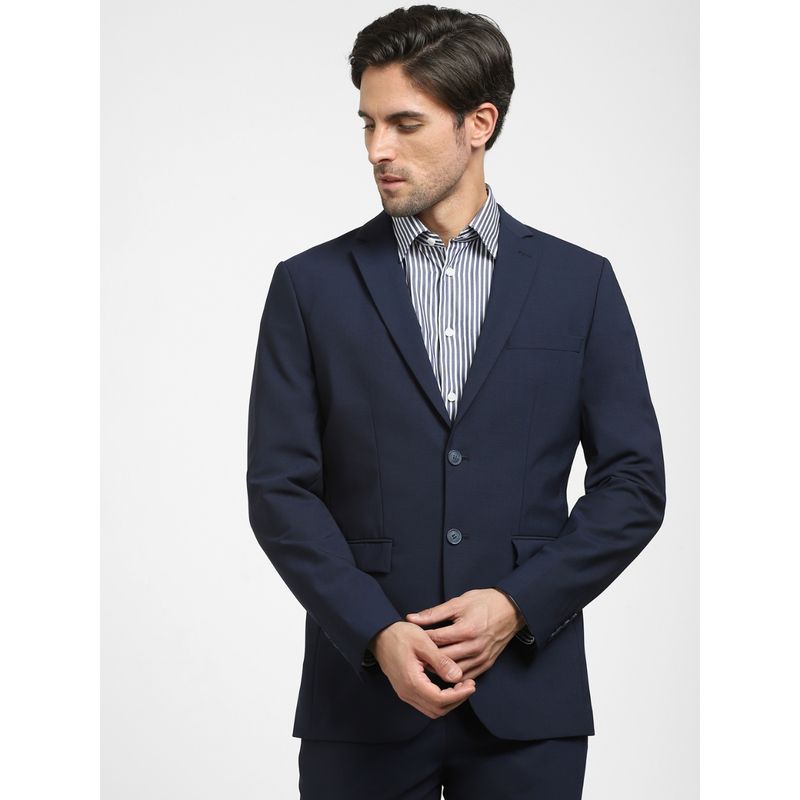 Selected Navy Blue Double Button Suit-Set Blazer -56