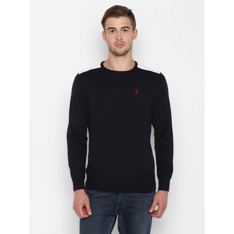 Red Tape Navy Blue Solid Sweater (L)