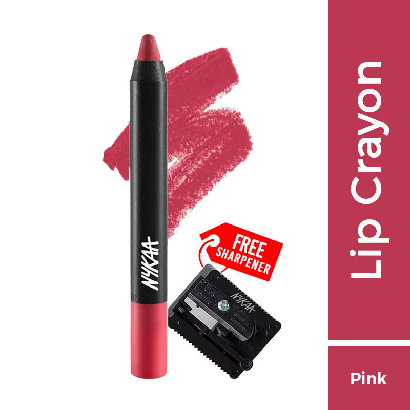 Nykaa Matte-illicious Lip Crayon Lipstick with Free Sharpener - Pink On Fleek 03