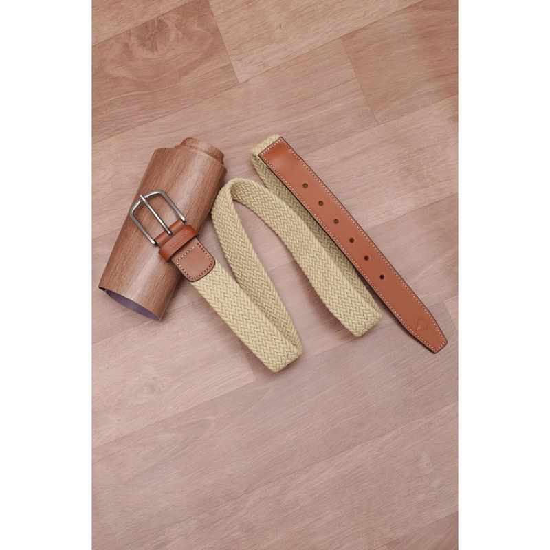 Allen Solly Men Beige Solid Leather Belt (S)