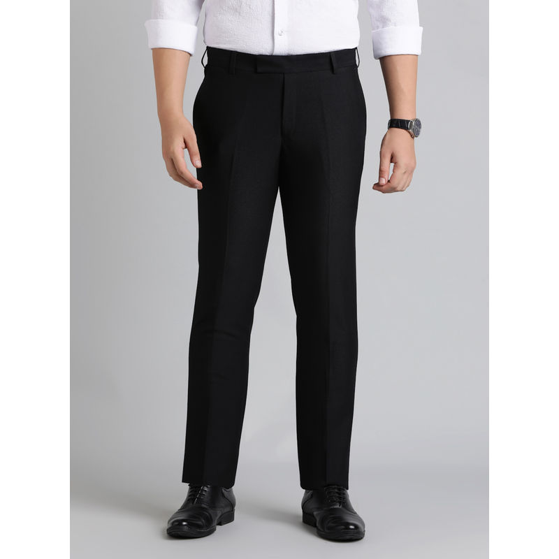 Metal Black Terry Rayon Solid Formal Trouser (36)