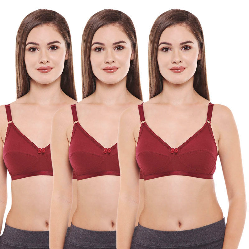 Bodycare Pack Of 3 Premium Perfect Coverage Bra - Maroon (34B)
