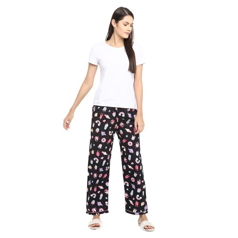 Shopbloom Cotton Unicorn Print Women's Pajama | Lounge Wear | Night Wear | Bottom Wear - Black (S)
