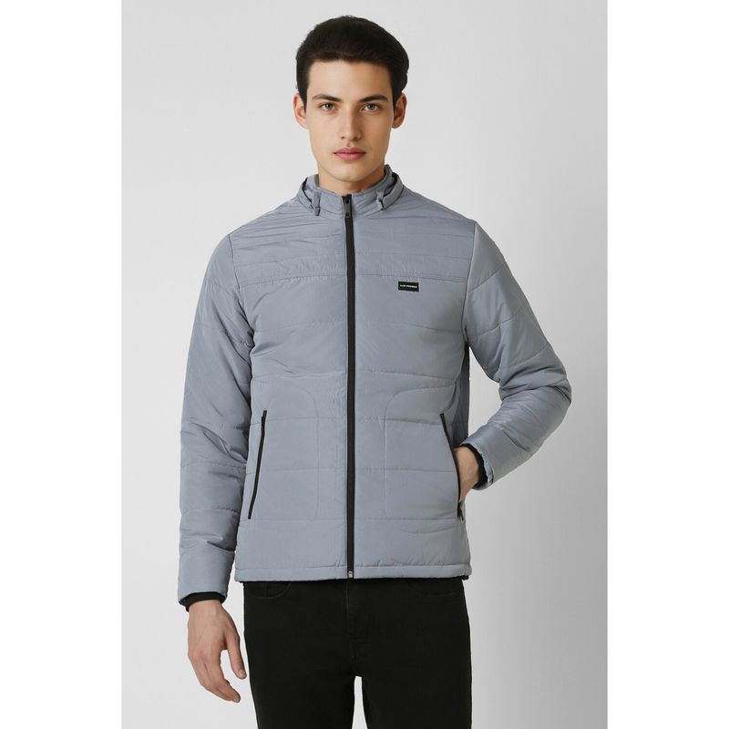 Van Heusen Men Grey Solid Casual Jacket (XL)