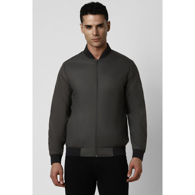 Van Heusen Men Grey Solid Casual Jacket (M)