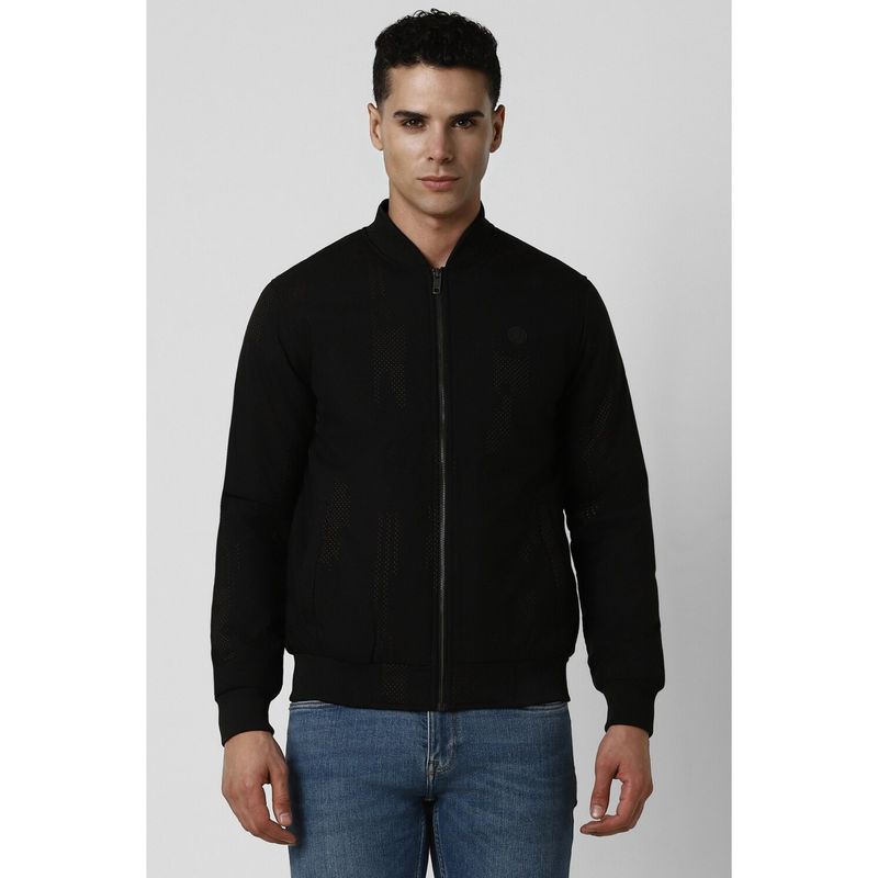 Van Heusen Men Black Patterned Casual Jacket (S)