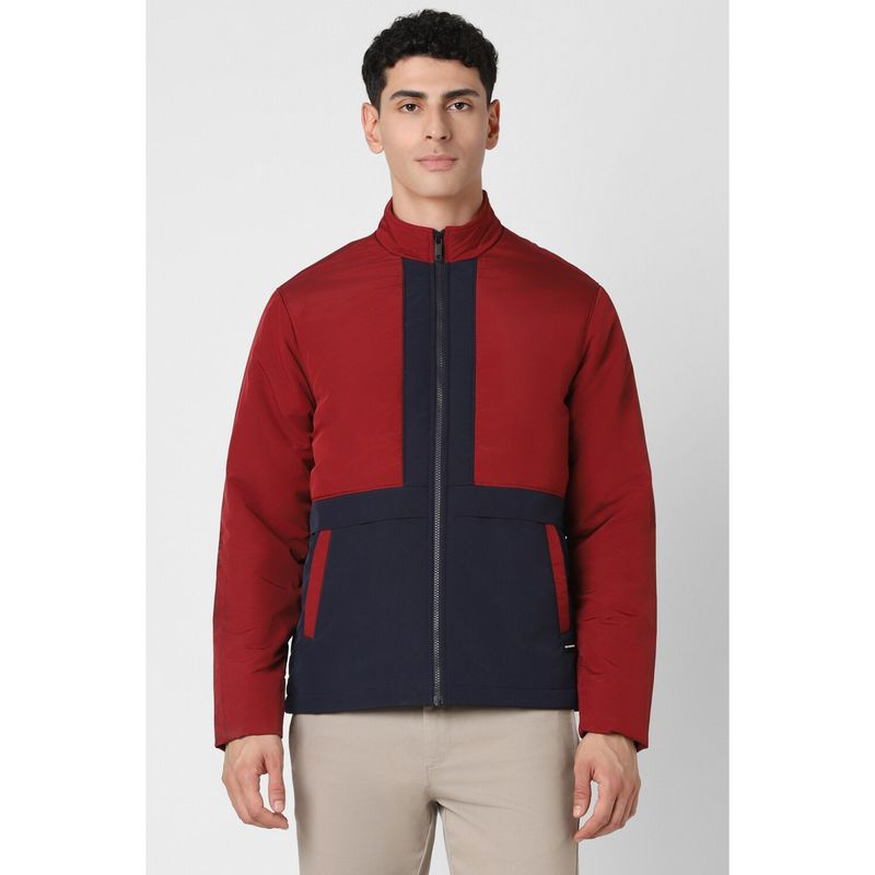 Van Heusen Men Maroon Colorblock Casual Jacket (S)