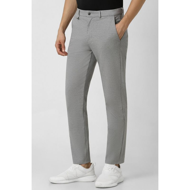 Van Heusen Men Grey Textured Slim Fit Trousers (30)