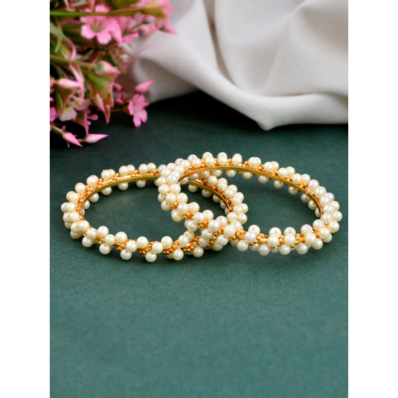 Shoshaa Gold Plated Beaded Bangles (Pack of 2) (2.4)
