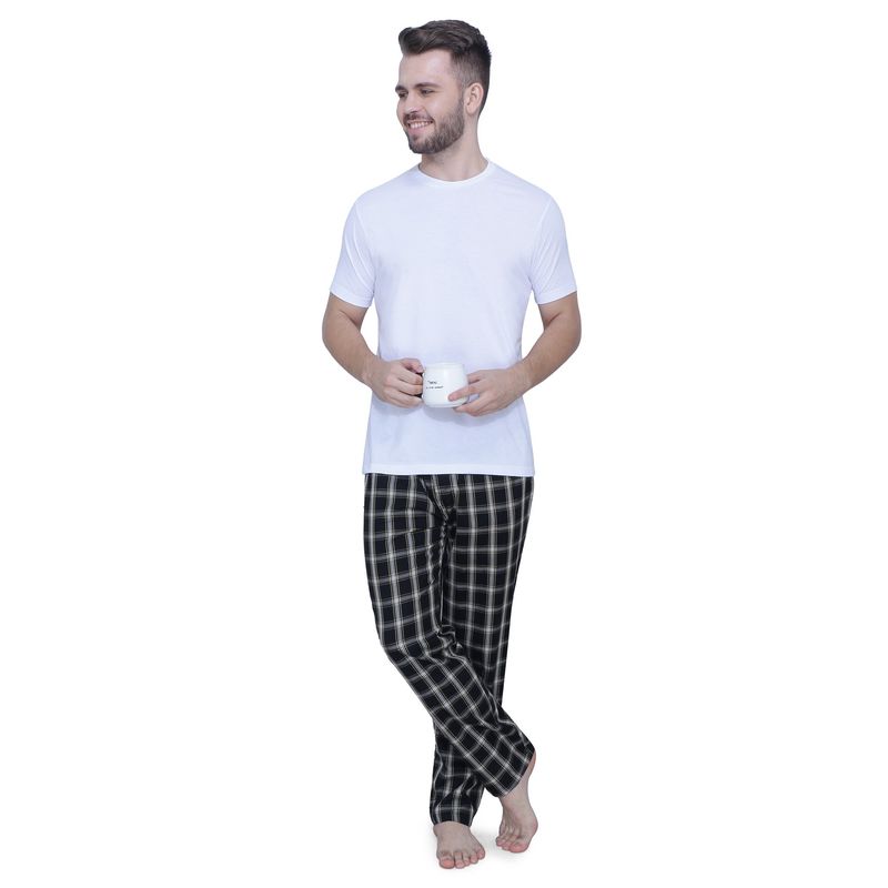 RENZ Super Combed Cotton Carbon Finish Twill Checks Pyjama (M)
