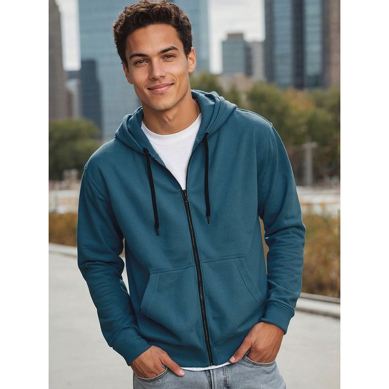 Bewakoof Men's Blue Zipper Hoodies (S)