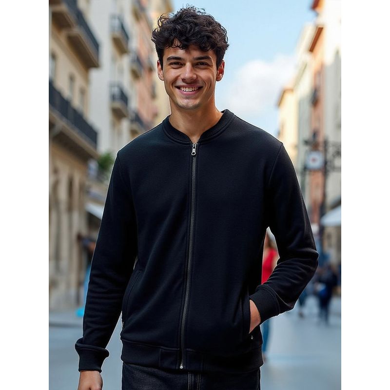 Bewakoof Men's Black Zipper Sweatshirt (XL)
