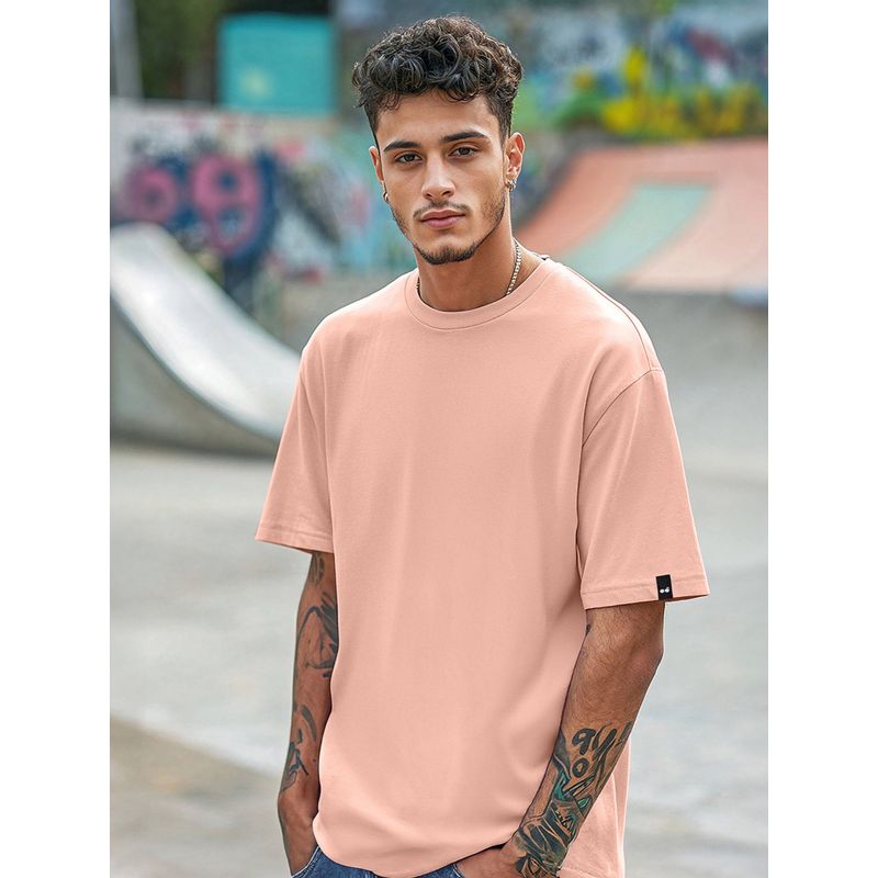 Bewakoof Men's Pink Oversized T-shirt (S)