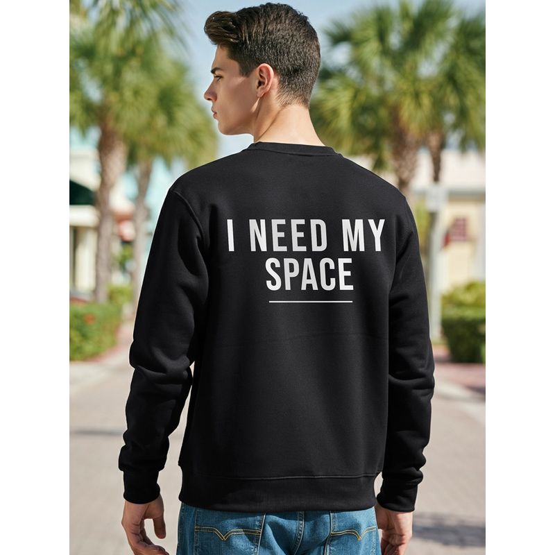 Bewakoof Men's Black I Need My Space NASA Typography Sweatshirt (S)
