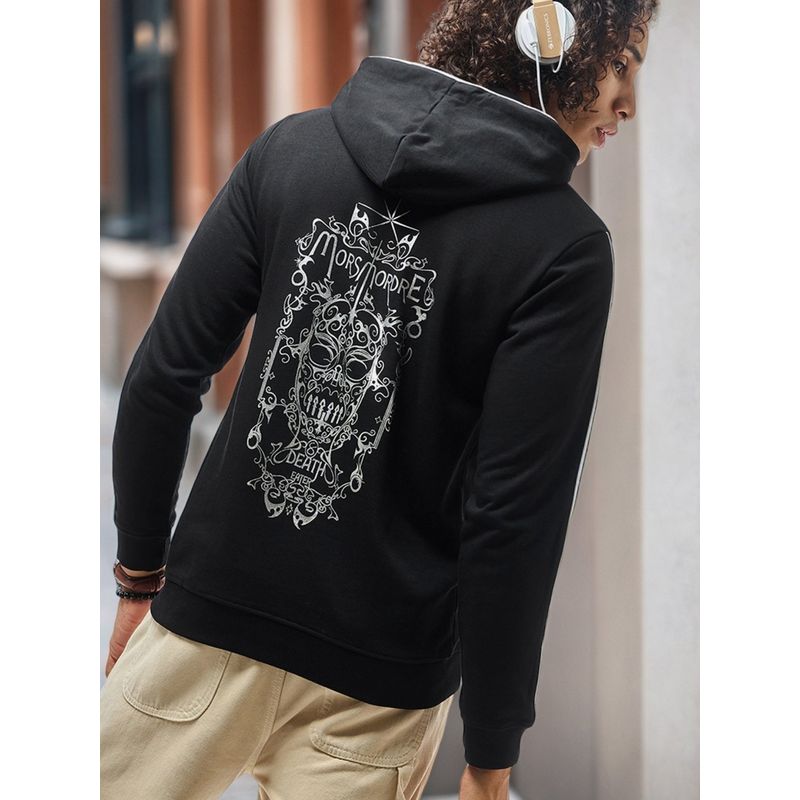 Bewakoof Official Harry Potter Men's Black Death Eater Graphic Printed Hoodies (L)