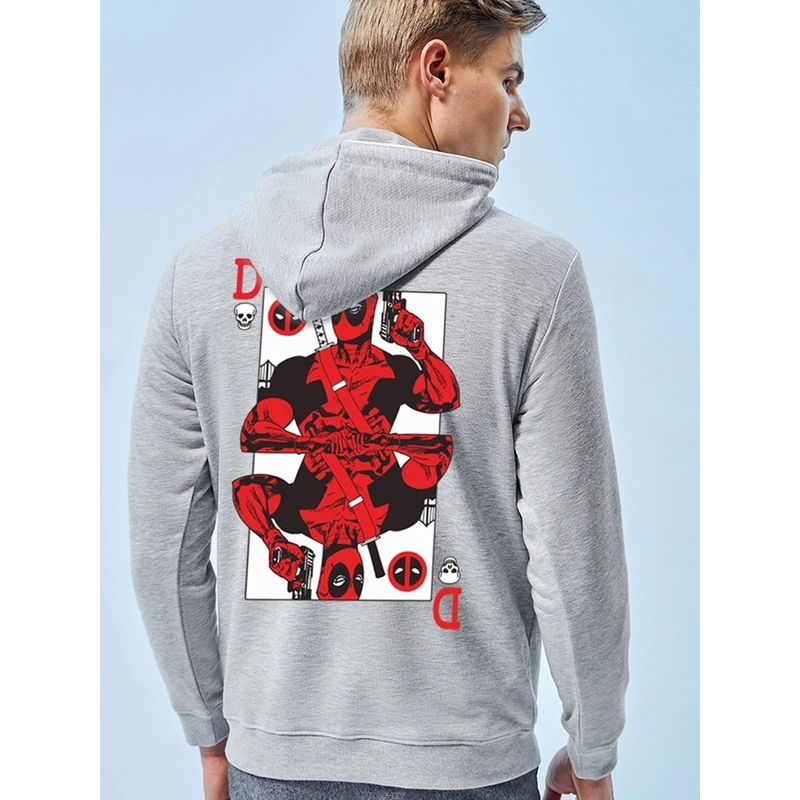 Bewakoof Official Marvel Men's Grey King Deadpool Graphic Printed Hoodies (XL)