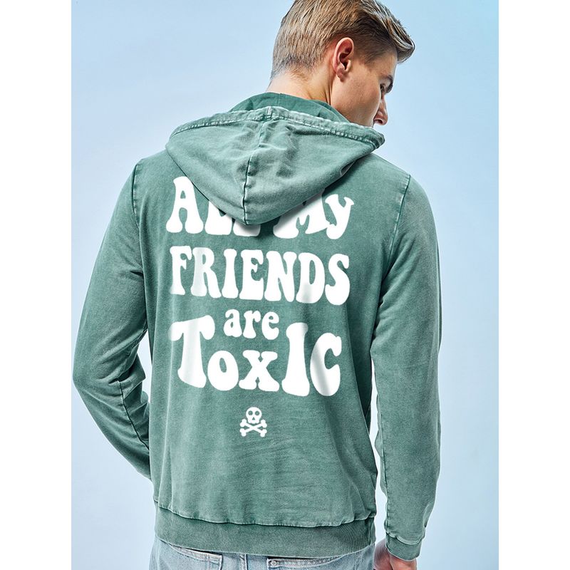 Bewakoof Men's Green Toxic Graphic Printed Hoodies (XL)