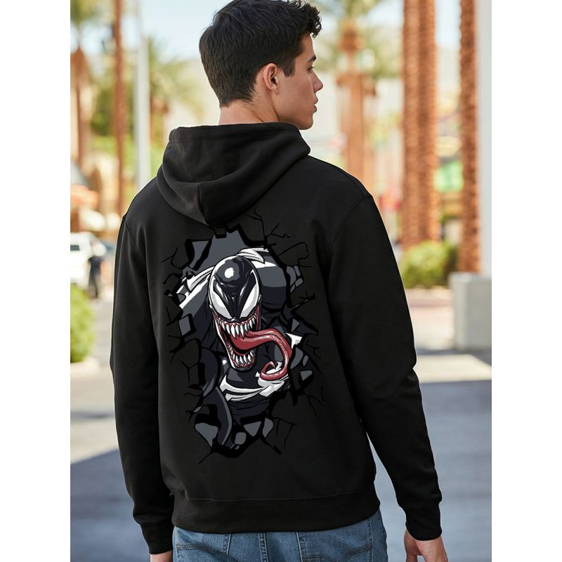 Bewakoof Official Marvel Men's Black Venom Street Graphic Printed Hoodies (M)