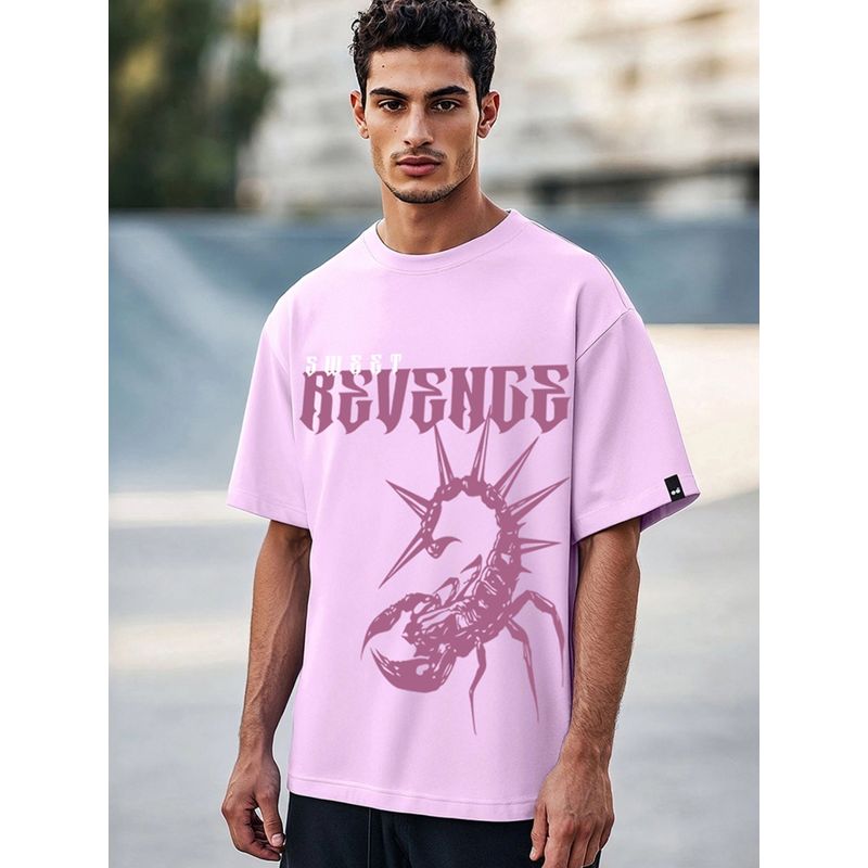 Bewakoof Men's Purple Sweet Revenge Graphic Printed Oversized T-shirt (S)