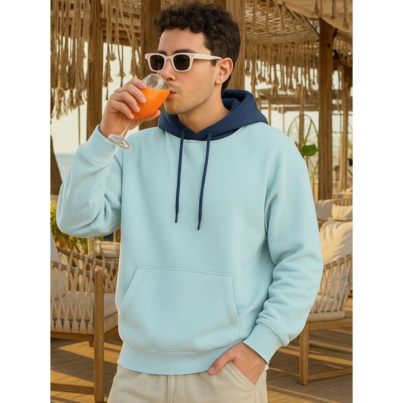 Bewakoof Men's Green & Navy Blue Oversized Hoodies (M)