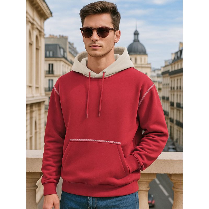 Bewakoof Men's Salsa Red Oversized Hoodies (3XL)