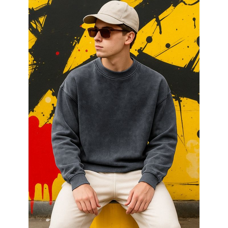 Bewakoof Men Grey Solid Sweatshirt (L)