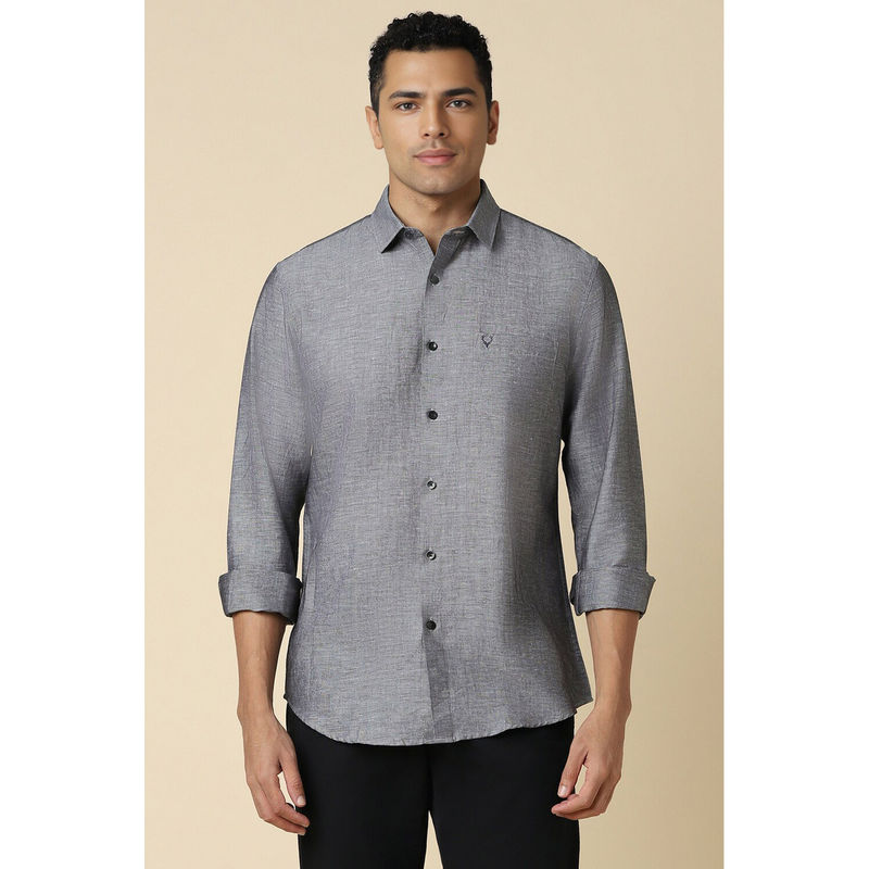 Allen Solly Men Grey Slim Fit Solid Full Sleeves Casual Shirt (38)
