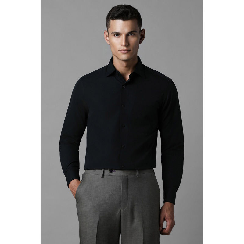 Louis Philippe Men Black Regular Fit Solid Full Sleeves Formal Shirt (38)