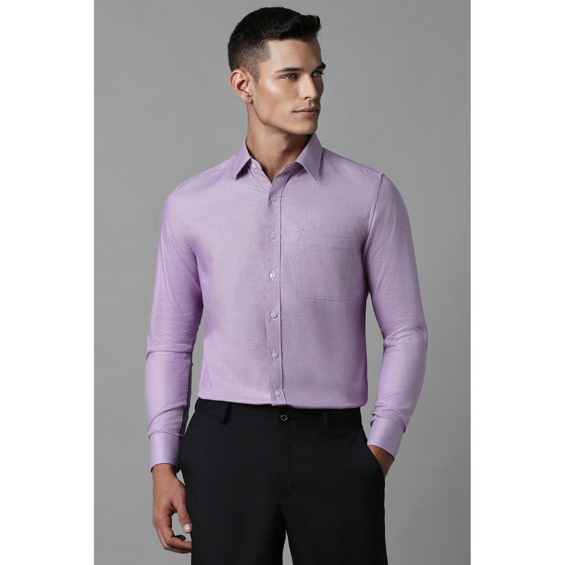Louis Philippe Men Purple Slim Fit Textured Full Sleeves Formal Shirt (39)
