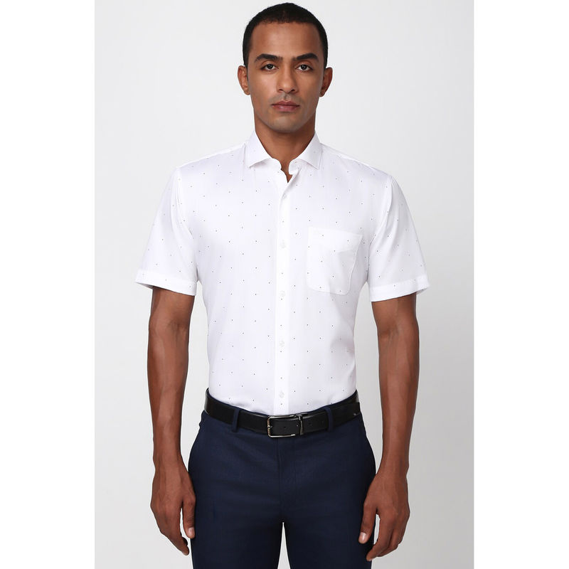 Peter England Men White Regular Fit Print Formal Shirt (46)