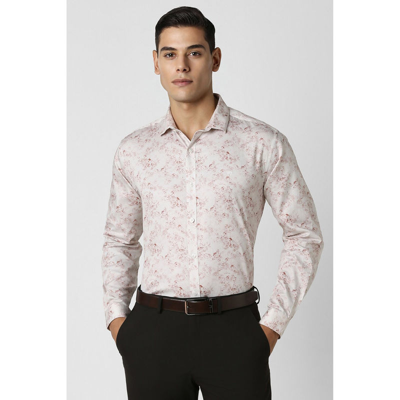 Van Heusen Men Off White Slim Fit Print Full Sleeves Party Shirt (39)