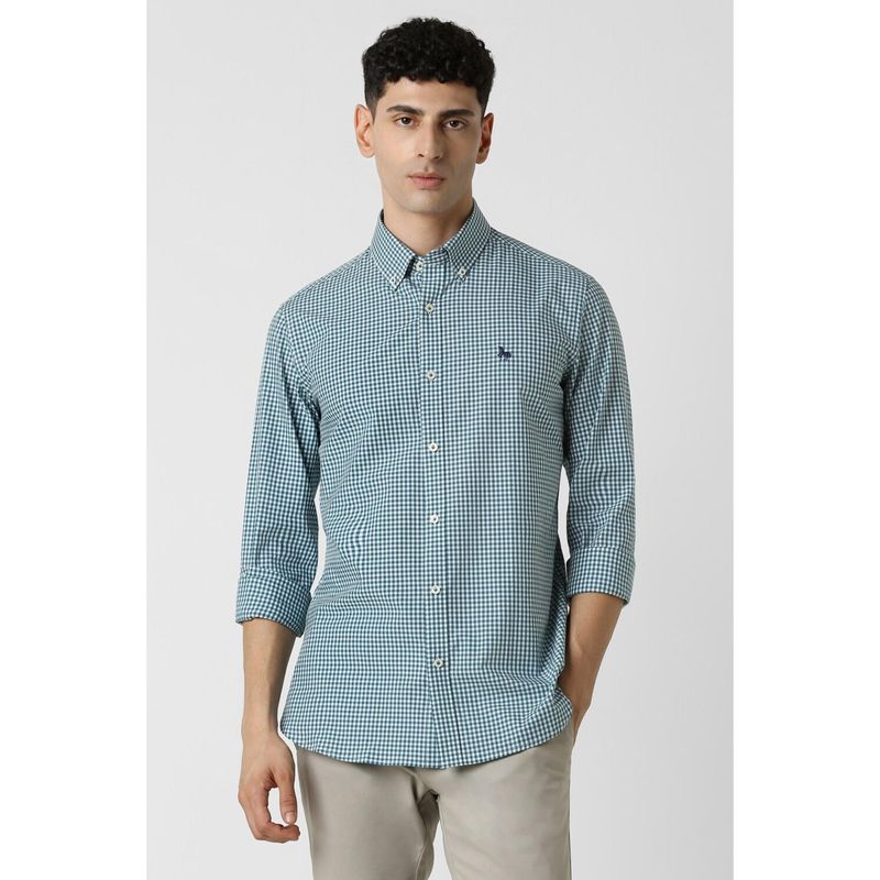 Van Heusen Men Blue Slim Fit Checks Full Sleeves Casual Shirt (39)