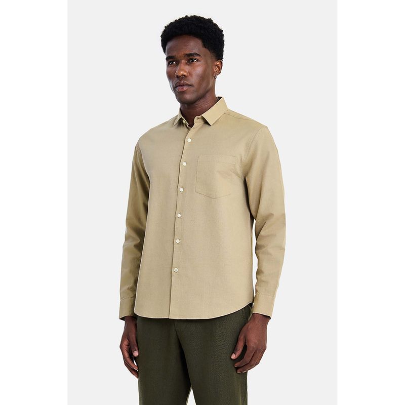 Snitch Beige Textured Full Sleeves Regular Resort/Vacation Shirt for Men (2XL)