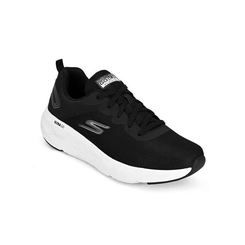 SKECHERS Mens GO RUN ELEVATE Black White Running Shoes (US 9)