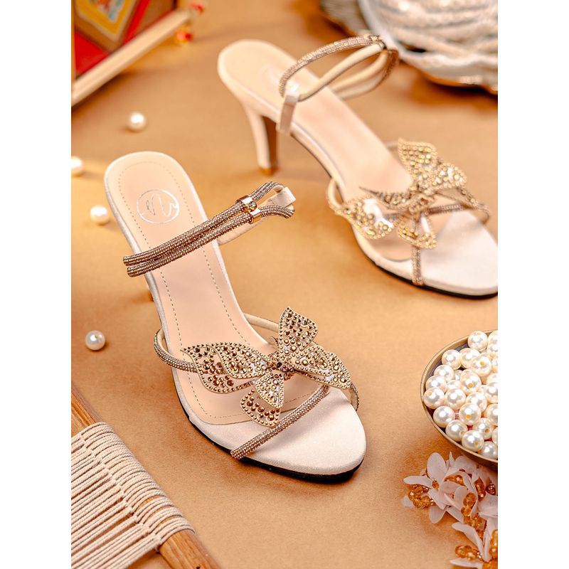 NR BY NIDHI RATHI Shimmery Gold Stiletto Heels (EURO 36)