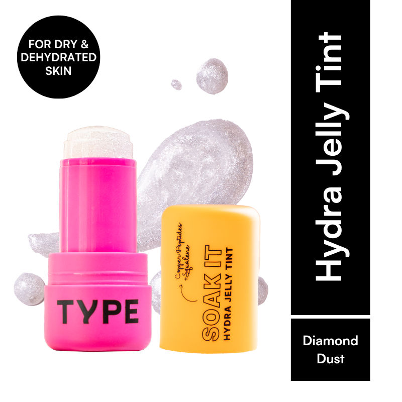 Type Beauty Soak It Glitter Jelly Tint with Squalane For Cheeks, Lips And Eyes - Diamond Dust 88