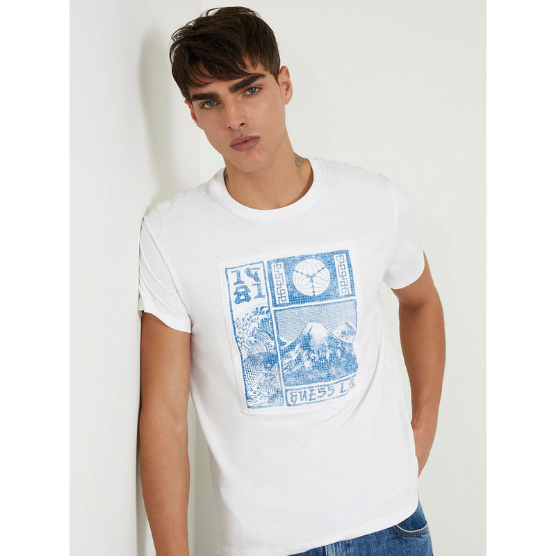 Guess White Cotton Slim Fit T-Shirt (M)
