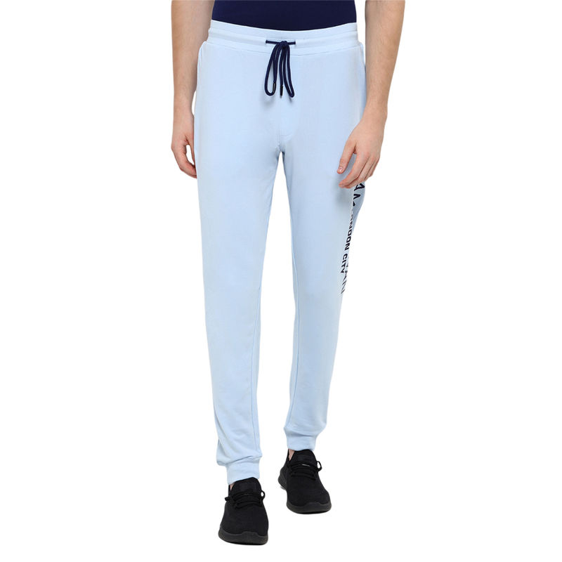 AM SWAN Premium Cotton Solid Joggers In Blue (32)