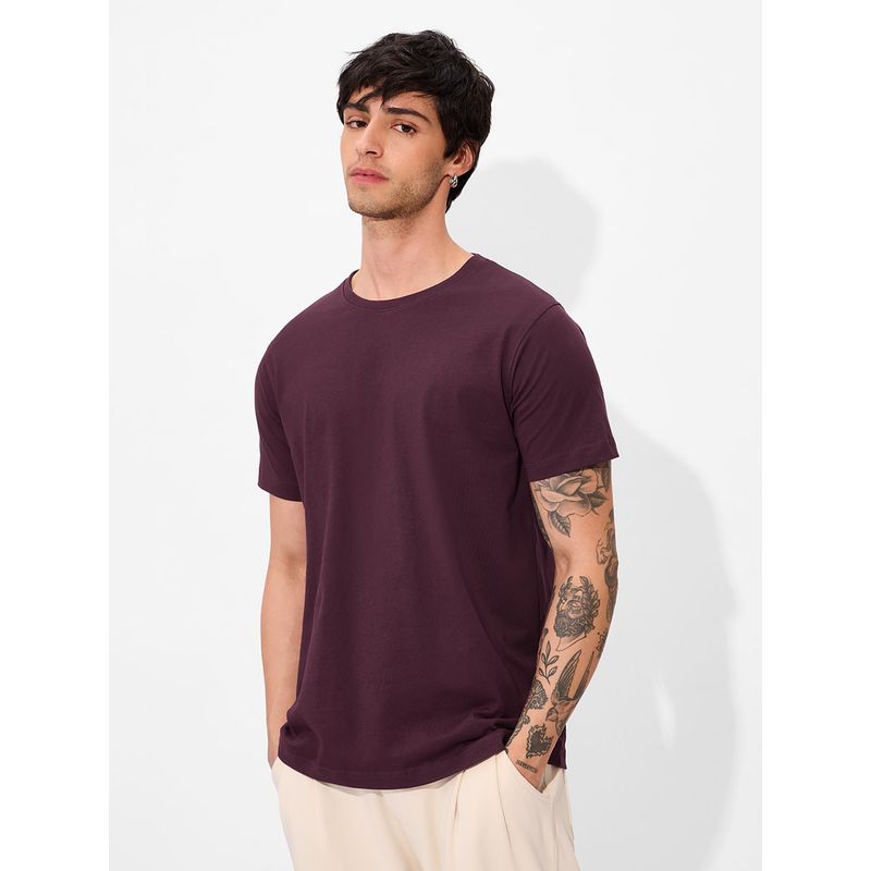 The Souled Store Solid Wine T-Shirt (3XL)