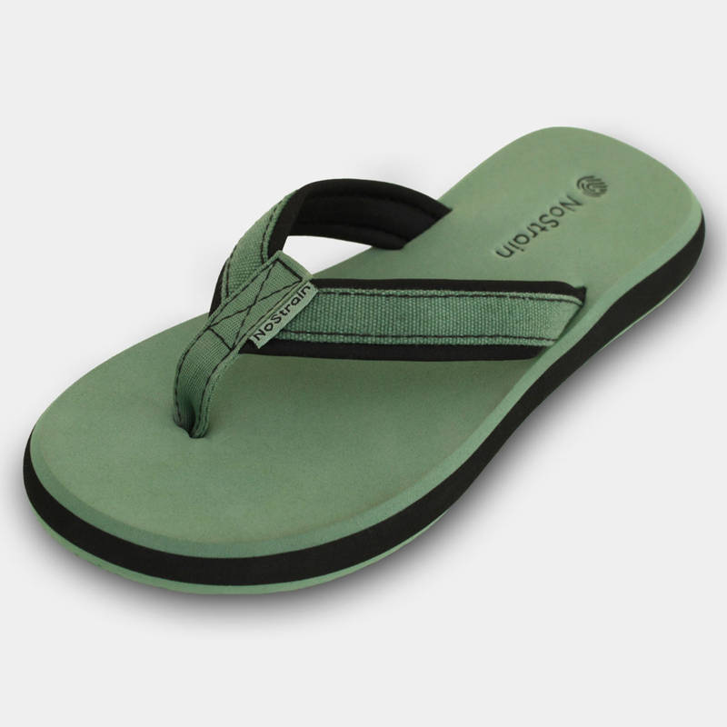 NoStrain Green Graceful Comfort with Modern Flair Angular Canvas Flipflops for Women (UK 7)