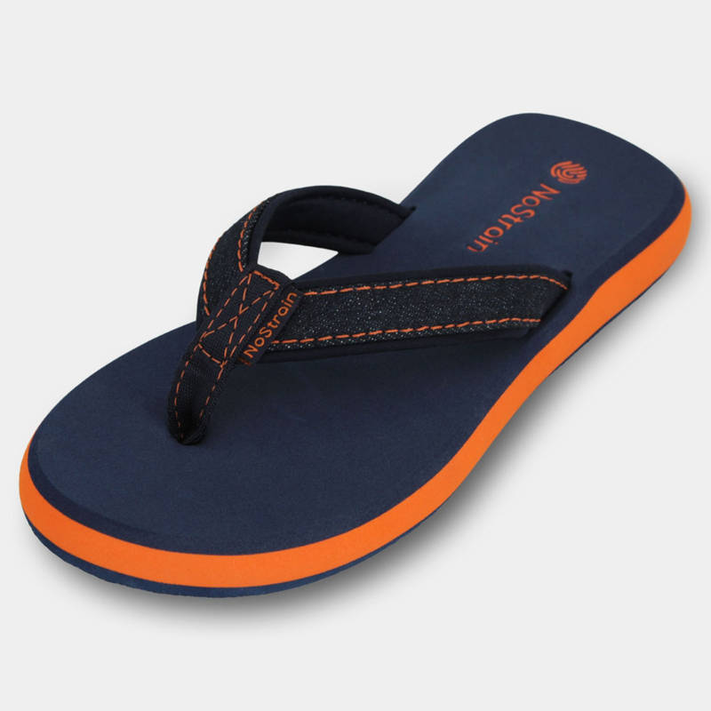 NoStrain Navy Blue Graceful Comfort with Modern Flair Angular Denim Flipflops for Women (UK 3)