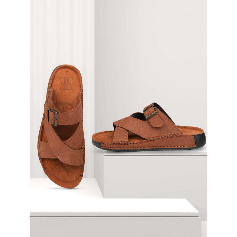 EZOK Men Genuine Leather Sandals Tan (UK 7)