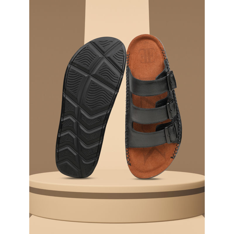EZOK Men Genuine Leather Sandals Black (UK 7)