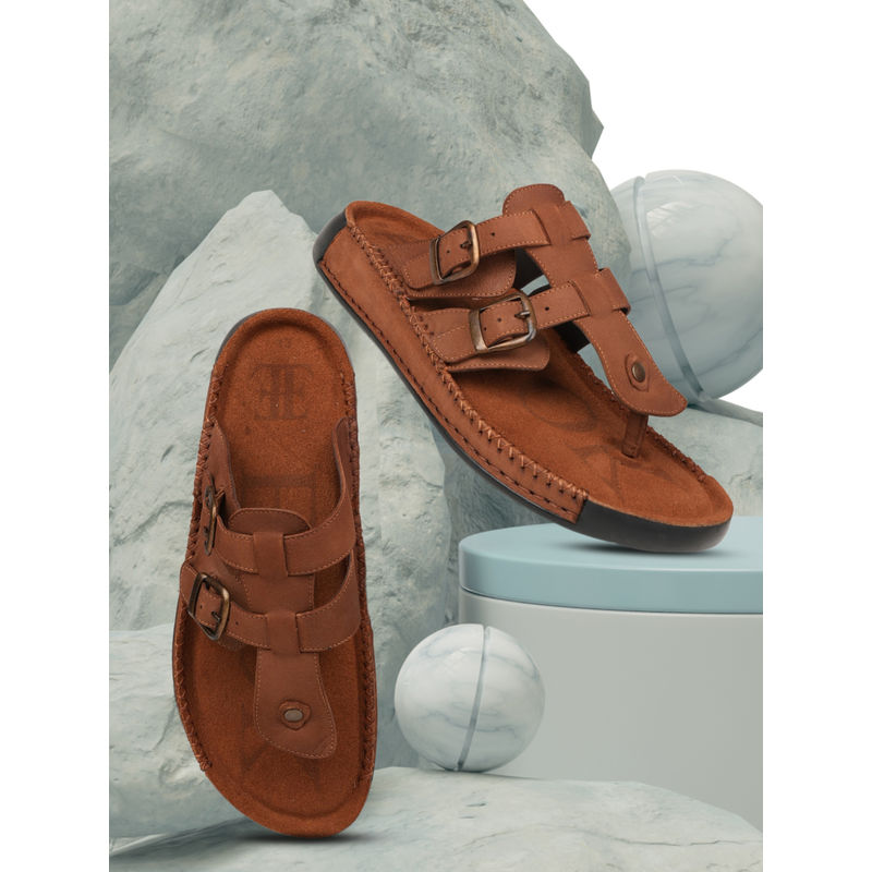 EZOK Men Genuine Leather Sandals Tan (UK 9)