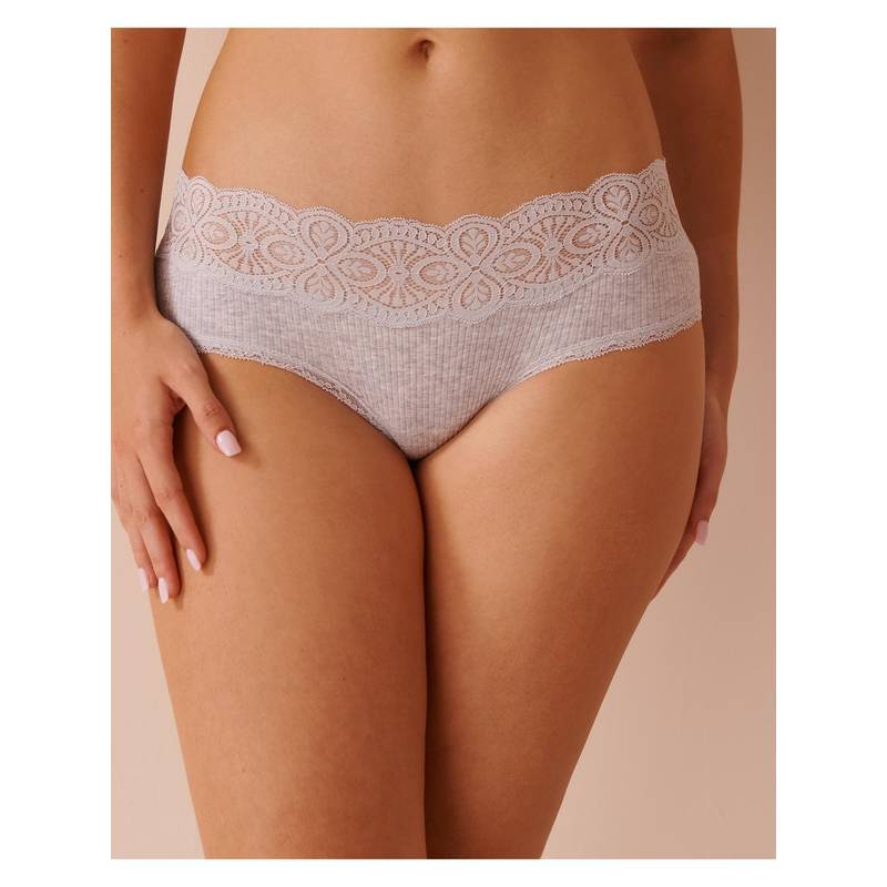 La Vie En Rose Grey Cotton Bikini Panty (XS)
