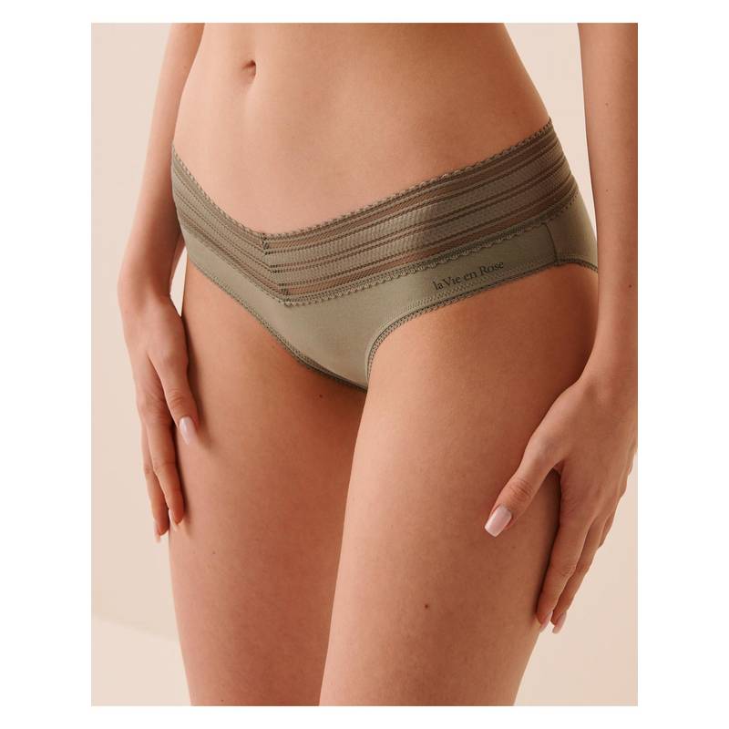 La Vie En Rose Grey Cotton Hiphugger Panty (S)